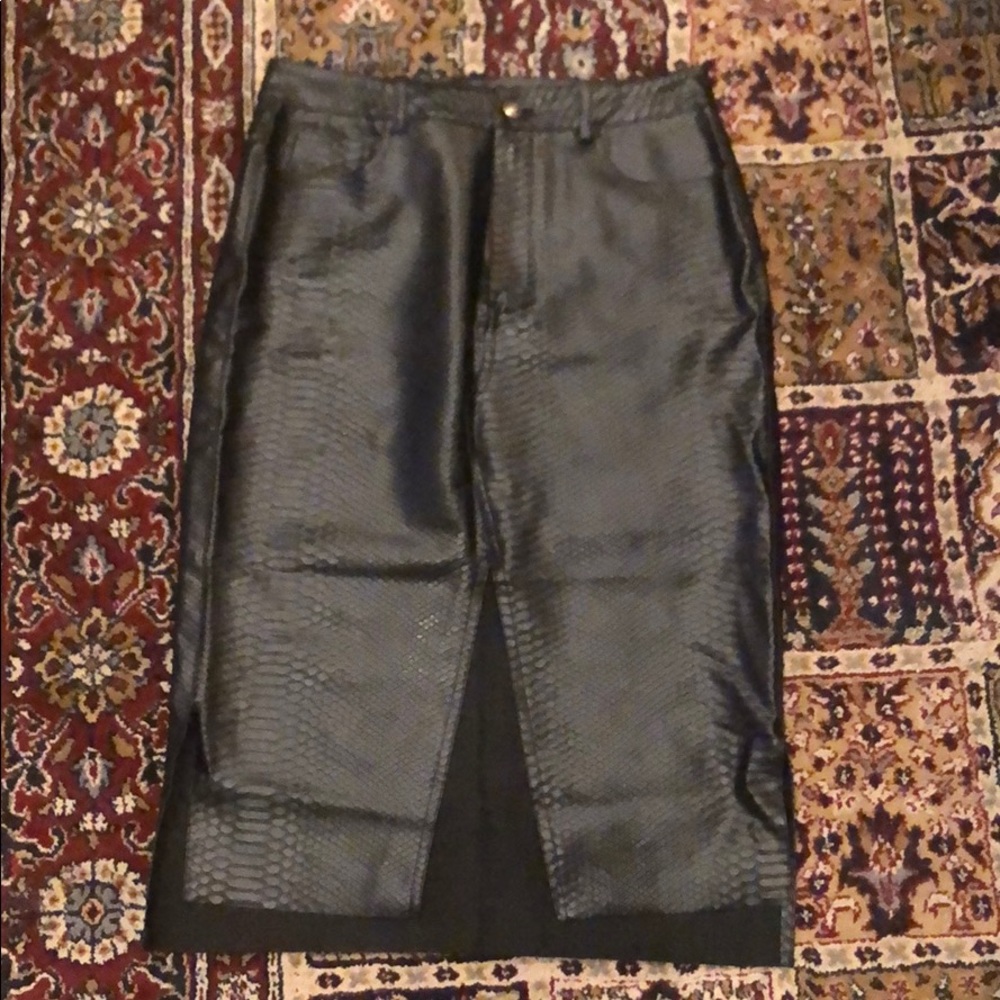 Zara High Waisted Faux Leather Midi Pencil Skirt